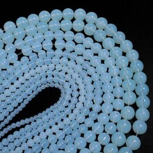 1颗天然玛瑙圆形隔珠，尺寸4/6/8/10/12毫米，高品质珠宝制作DIY工艺品材料，适用于友谊手链、项链、吊坠、装饰品等，批发珠子 - 蛋白石 - 查看 5