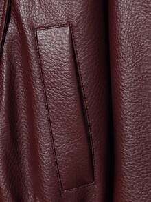 Seelio Autumn/Winter New Women's Fashion Minimalist Versatile Embossed Leather Jacket, European & American Style - Burgundy - View 10