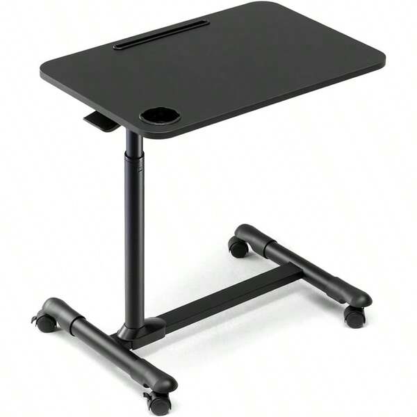 Overbed Table With Wheels Rolling Tray Table Hospital Bed Table Adjustable Overbed Bedside Rolling Laptop Table Black