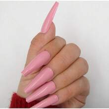 100pc Colored Coffin Press On Nails Long Ballerina False Fake Nail Tips Full Cover Manicure Design Acrylic Nails For Women Teen FFgirls (Dark Pink){Inchcolor_nameinch:InchDarkPinkinch} - 深粉紅色 - 查看 5