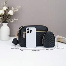 2 bolsos cruzados ligeros para mujer, con bolsa desmontable para el día a día, para ir de compras o al trabajo. - Caqui - Ver 4