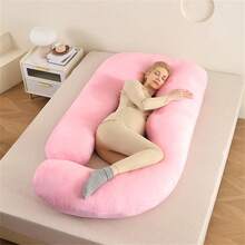 1PC Plus Size Pregnancy Pillow - Removable Crystal Velvet G-Shaped Pillow For Pregnant Girl, The Fabric Is Soft, Convenient For Cleaning,Side Sleeper Waist Support & Postpartum Nursing Pillow | Black, Gray & Multiple Colors Available