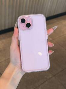 苹果智能时尚手机壳，高端质感，三合一加厚硬质材料，彩色纯色边框，个性化创意粉色、白色、黑色、蓝色、绿色可选，简约防摔，全包覆透明手感，彩色手机壳，兼容