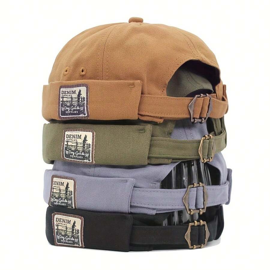 Xlamulu Vintage Docker Hat - Adjustable, Breathable Brimless Cap With Forest Patch, Lightweight And Hand Washable - Casual Sailor Hat Men And Women, Available In Khaki, Olive Green, And Purple - 棕色 - 查看 1