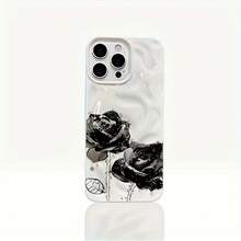 Teléfono con patrón de meteorito negro, adecuado para las series 11, 12, 13 Pro, 14, 15, 16 Plus, hecho de material suave de TPU arrugado 3D con dopamina, resistente a caídas de alta gama - Blanco - Ver 4