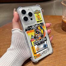Nueva Funda de Teléfono Ultra Delgada y Creativa Estilo Pixel  WAR GREYMON Agumons, Compatible con 16/16e/15 14 13 12 11 Pro XXR xsmax 8 e Plus Protección en las Cuatro Esquinas Transparente Carcasas Suaves Cubierta Traseira Fina Antigolpes Diseño Anime Impreso Silicona Duradera Cobertura para Usuarios del Aficionados al Manga17 17promax - transparente - Ver 2