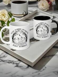 1pc 11oz God Forbid Women Have Hobbies Coffee Mug, Mug, Witch Mug, Mugs, Witchy Mug, Girl Power Mug, Spooky Mug,Christmas Coffee Cup, Reusable,Work Gag Coffee Mug,Thanksgiving, Christmas Decorations,Christmas Gift,Birthdays Gift,Holidays Gift,New Year Gift,Ideal For Hot & Cold Drinks, Room Decoration,Winter Drinkware, Thoughtful Present, Family Keepsake,Valentines Day Gifts,Wedding