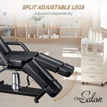 Facial Massage Tattoo Bed Height Adjustable With 2 Adjustable Split Legs Black - mặc định - Xem 6