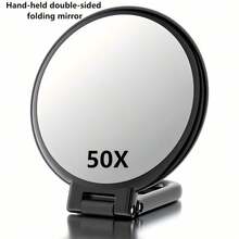 1pc 50X/40X/30X Handheld Magnifier, Double-Sided Mirror + Tweezers, 1X/40X Zoom, 360° Adjustable Handle, Foldable Travel Makeup Mirror, Handheld & Stand Design, Portable For Travel, Suitable For Daily Makeup, Shaving, Eyebrow Grooming, Great Gift - Multicolor - View 36