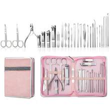 Kit De Manicura 26 En 1 Set Cortauñas De Acero Inoxidable Nail Art Tools Set Profesional De Pedicura Para Uñas De Cuero Con Estuche De Viaje Para Familiares Y Amigos Gift Color Rosa - Rosa Pálido - Ver 2