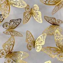 12Pcs/Set 3D Hollow Butterfly Wall Sticker ,Fridge Magnets,Wall Decor & Stickers,Cake Decor Toppers ,Wedding Decor Living Room Home Decor Butterflies Stickers Gender Reveal Party Decor,Wall Decor,Home Decor Living Room,Fridge Magnets & Refrigerator Magnets,Christmas Decorations,,Halloween Decorations,Room Decor Bedroom - 彩色 - 查看 3