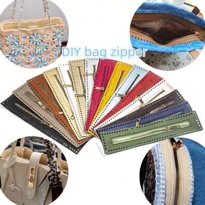 15pcs Elegant Double-Sided Woven PU Leather Zipper With Lychee Texture, 10.63 X 2.1 Inches, 3mm Pinholes And Threaded Holes - Available In Over A Dozen Colors - Perfect For DIY Bag Making, Accessory Making, Bag Zipper Replacement, DIY Wallet Making, And More.