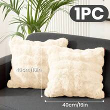 1个纯色蓬松抱枕套，多种颜色可选，毛绒表面，拉链封口，不含枕芯，适用于12x20/16x16/18x18英寸枕芯，可机洗，秋季装饰，房间装饰，返校季，学习用品 - 彩色 - 查看 13