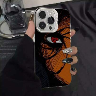 Custodia per iPhone 16 Pro, 11/12 Pro Max, compatibile con Uchiha Obito, in argento, stile anime