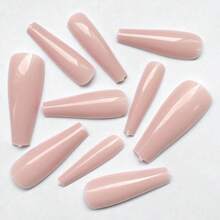 120pc Coffin Press On Nails Medium Length, Colored Long Ballerina Fake Nails Full Cover Acrylic French Tips False Artificial Fingernails Medium Coffin Presson Nails For Women FFgirls{Inchcolor_nameinch:InchNudeTaninch} - 裸色 - 查看 6