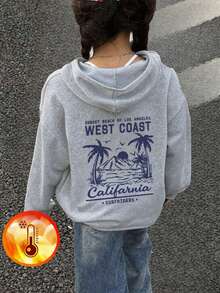 A Casual Printed Hoodie For Girls And Children, Hooded Sweatshirt For Autumn And Winter Students, Long Sleeved With Plush And Thick Top - A Fun Hoodie For Little Adventurers, Ready For Outdoor Fun! Hoodies Tween Girl Clothes Tween Girl Clothes Girls