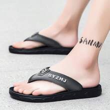 Men's Thick Sole Leather Outdoor Slippers, Retro Soft Bottom Beach Flip Flops - Dark Grey - View 5