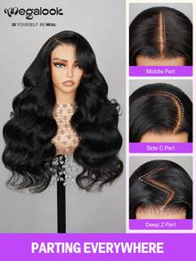 Megalook Lace Front Wig, 6x5 Inches Wavy Lace Wig, Transparent Lace, Pre-Cut & Pre-Bleached, Tiny Knots Lace Closure, Natural Looking Hair Wig