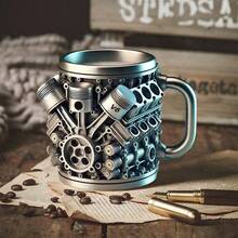 V6/V8 Engine Stainless Steel Cup - 16.91 Ounces - Durable 3D Reverse Personalized Mug - Perfect For Car Enthusiasts, Mugs, Mechanics, Baristas, Tea Lovers As Gifts. It's Suitable For Men's Birthdays, Christmas Gifts, And Also As A Living Room Decoration. It Can Be Regarded As An Art Piece - A Drinkware Decoration. - Bạc/V8 - Xem 9