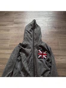 Y2K New Arrival Fall/Winter American-Style Letter Print Dark Gothic Retro Oversized Zipper Hoodie - 黑色 - 查看 3
