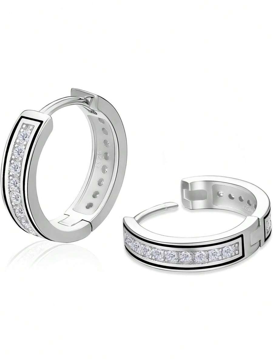 KRKC&CO Aretes Hombre de Oro, Aretes de Cruz, Arracadas de Plata S925 Oro Blanco, 15mm Pendientes, Regalos Dia Del Padre, Joyería de Mujer y Hombres,26730267 - Morado - Ver 1