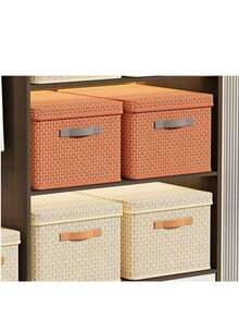 Caja de almacenaje en forma de V con tapa, plegable y de cartón duro reforzado, ideal para ropa y edredones, perfecta para el hogar. Dos colores, dos tamaños. - Burdeos - Ver 4