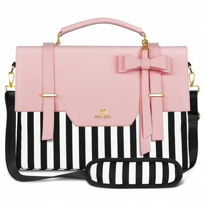 Laptop Bag For Women, 15.6 Inch Slim Computer Briefcase Sleeve Case, Lightweight Cute Fgirly Messenger Shoulder Carrying Work Tote Bag With Rfid Pocket, Sister Gifts For Schoolsss Fgirl Office, Pink{Inchcolor_nameinch:InchPinkinch,Inchsize_nameinch:Inch15.6inchinch}