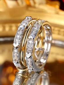 Chic Ring Multi Layer + Pin Design Paved Shining Zirconia Just Pick A Color U Prefer Match Daily Outfits Party Accessory