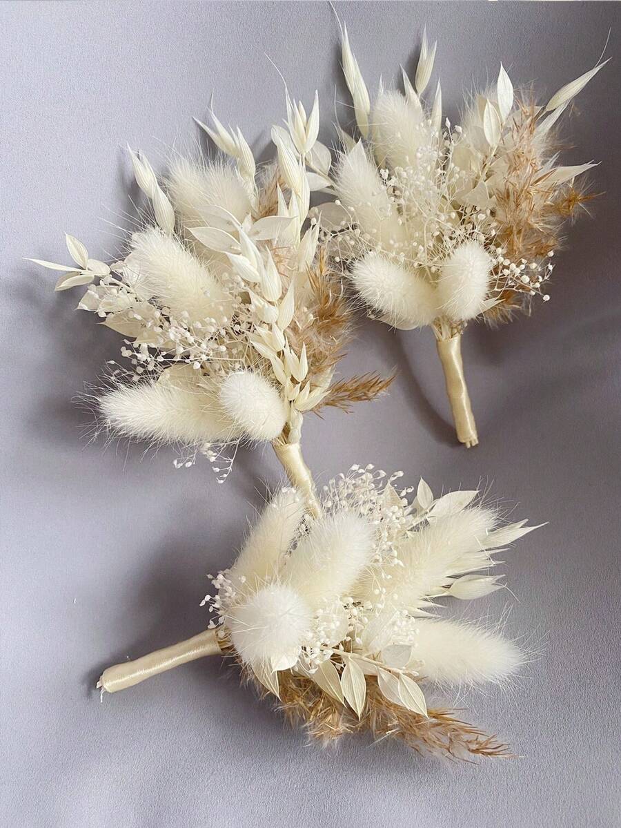 迷你干花花束，花瓶插花迷你干花，节日礼物，花瓶插花，婚礼中心装饰，DIY鲜花，波西米亚风迷你花束 - 米色5 - 查看 1