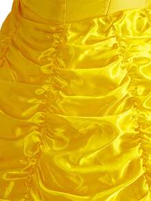 Set de 5 piezas que incluye vestido sin mangas con volantes amarillo, guantes, corona, varita mágica - Disfraz de princesa para niñas, para fiestas, Halloween, juego de roles