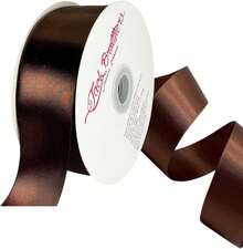 Rollo Listón De Tela Satinado 3.8cm Ancho y 45 Metros Largo.Para Decoración, Envoltura De Regalo, Manualidades, Flores Eternas, Cinta Para El Cabello, Moños, Arreglos Florales, Ramos yás. MARCA JACK BROTTHERS (Café) - Cafetería - Ver 1