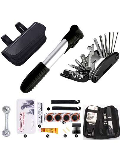 Bicycle Repair Tool Kit For Mountain Bikes – Includes Wrench, Tire Levers, Patch, Air Pump & Multi-Function Screwdriver – The Ideal Choice To Keep Your Bike Running Smoothly