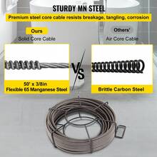 Drain Cleaning Cable 75 Feet X 1/2 Inch Solid Core Cable Sewer Cable Drain Auger Cable Cleaner Snake Clog Pipe Drain Cleaning Cable Sewer Drain Auger Snake Pipe - 75 英尺 x 1/2 英寸 - 查看 4