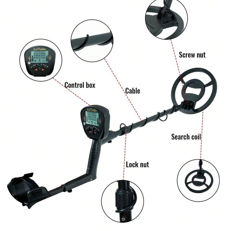 MD-830 高灵敏度金属探测器，多金属探测，适用于户外硬币、珠宝等，具备全金属/圆盘识别/定位功能，9V 电池供电，适用于探测金、银币、金、铜、铁（不含电池） - 黑色 - 查看 3