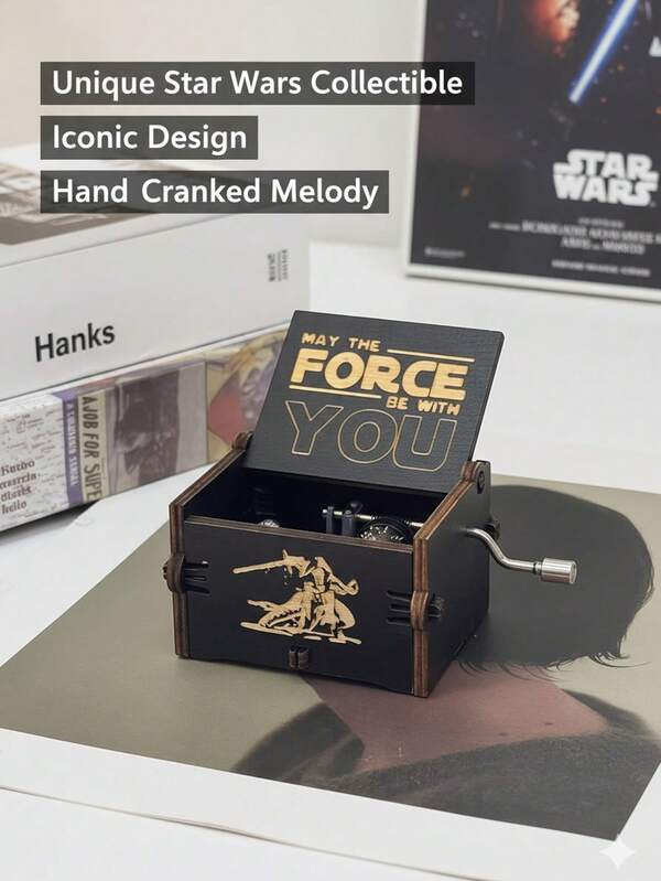 StarWars Stern Wars Holz-Geschnitzte Spieluhr, Holz-Samurai-Schnitzerei, bemalte Spieluhr, Geschenk zum Kindertag, Anime-Zubehör, Fan-Gedenkgeschenk, Geschenk für Tochter, Sohn, Freund, Klassenkameraden, Geburtstagsgeschenk, exquisites Geschenk, Heimdekoration, Raumdekoration, Partydekoration, kleines Hängegeschenk, Spieluhr, Halloween, Weihnachtsgeschenk