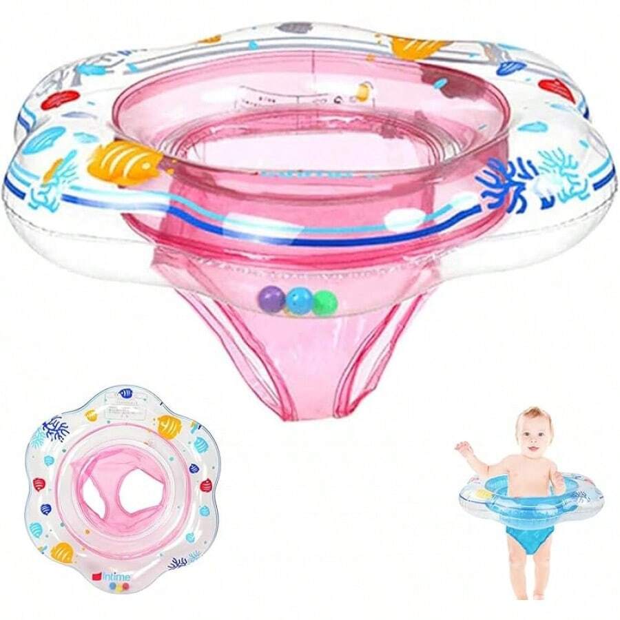 LJ-CL Flotador De Piscina para Niños,Bomba Manual Incluida,Anillo de natación para niños,Juguetes Divertidos para Agua,Flotador Inflable para Niños a Partir de 3 Año - Rosa - Ver 1