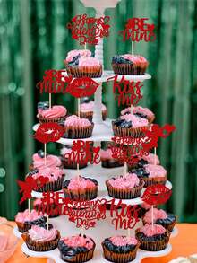 20/10 món đồ trang trí bánh ngày Valentine: Đồ trang trí bánh cupcake hình trái tim, môi và nụ hôn của thần Cupid lấp lánh, trang trí bánh kem chủ đề ngày Valentine cho tiệc cưới. - Nhiều màu - Xem 5