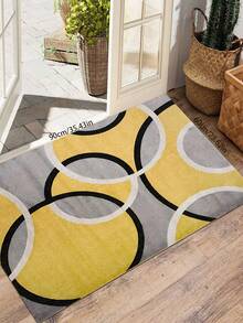 1 Stück moderner grafischer gelber Teppich, minimalistischer Stil dekorativer Teppich für Schlafzimmer, Arbeitszimmer, Wohnzimmer, Heimdekoration, bedruckter Teppich, Fenstersitzteppich