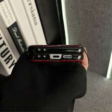 Luxury Burgundy Crocodile Texture 3D Bow Phone Case With Portable Lanyard, Compatible With Samsung Galaxy Z Flip 5/6/Z Flip 6/ZFlip 7, Shockproof Back Cover - 酒紅色 - 查看 9