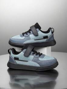 1双儿童休闲运动鞋，撞色设计，舒适百搭，轻便户外低帮运动鞋 - 水鴨藍 - 查看 1