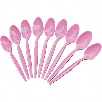 Pink Plastic Spoons 24 Pack - Pink Spoons Parties, Durable Plasticware, Colored Plastic Spoons, Plastic Utensils, Disposable Cutlery Occasions, Party Plastic Spoon