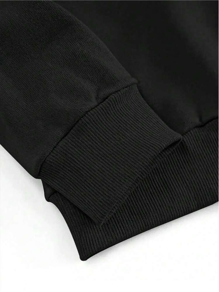 Sudadera para hombre estilo deportivo casual, estampado de balón de fútbol y letras "Dad", tela de algodón cómoda, corte holgado, cuello redondo, manga larga, para otoño/invierno, ideal para reuniones familiares, actividades deportivas y uso casual - Negro - Añade 4