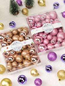 44PCS Christmas Ball,Flocking Christmas Tree Ball Ornaments, Christmas Decorations,6/24PCS, Christmas Tree Decorations, Family Holiday Party Decorations,Christmas Hanging Ornaments For Home,Xmas Decor,Holiday Wedding,Christmas Gift,Christmas,Christmas Decrations,Christmas Gifts,Gifts For Women - Multicolor - View 10