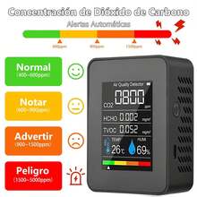 5 en 1 Monitor de calidad del aire interior,temperatura del detector de calidad del aire,medidor de co2,HCHO TVOC Calidad del Aire Medidor,para Viajes Hogar y Sala de Cultivo - Negro - Ver 4
