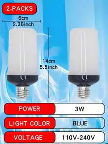 1 pieza/2 piezas/3 piezas/4 piezas Bombillas de luz con efecto de llama LED, bombillas de luz parpadeante amarilla/azul con efecto invertido, 4 modos de bombillas de luz de fuego, base E26/E27 para decoración de Halloween, Navidad, fiestas, interiores y exteriores del hogar - Lámpara de llama - Ver 16