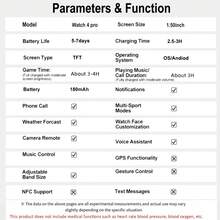 最新时尚科技设计商务运动超大1.5英寸屏幕，多种颜色和材质表带可选，全触控屏户外运动智能手表，男女通用，支持无线通话、来电提醒/拒接、消息通知、计步器、无线音乐播放、多种运动模式，适合作为生日、节日、毕业、万圣节礼物送给情侣、长辈、朋友、同学。
