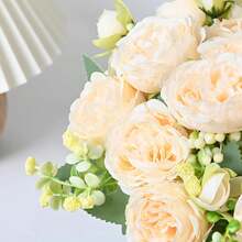 1/80PCS Artificial Flowers Silk Peony Bridal Bouquet Fake Roses Hydrangea For Autumn Decorations Wedding Vase For Home Dining Room Bedroom Decorations,Festival Birthday Party Accessories, Outdoor Garden Decorations,Autumn Home Decor,Bedroom Decor