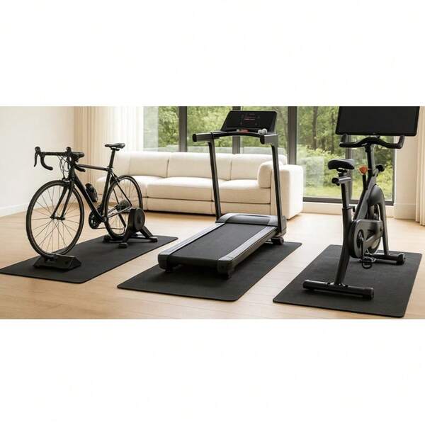 Shoze Treadmill Mats, Sports Equipment Mats, Heavy-Duty Protective Foot Mats (120x60cm) For Stationary Bicycles, Spinning Bicycles, Anti Slip, And Noise Reduction
