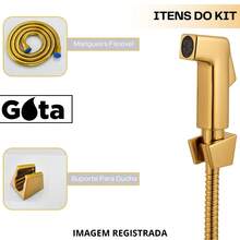 Slim Square Shower Head With Luxury Hand Shower And Diverter - 金色 - 查看 5