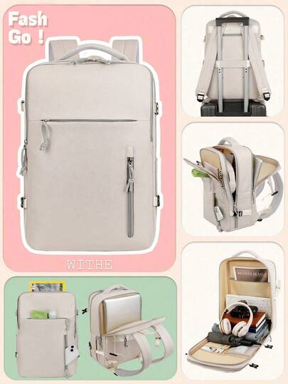 时尚多功能旅行背包，配有行李带设计。便携简约工作包，多隔层设计。个性化背包，符合TSA标准。商务休闲周末旅行包。